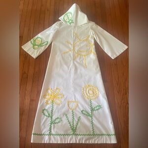 VTG Swimsuit Cover Up Garden Whimsy Hooded Zippered Small/Medium 32”- 34” Bust